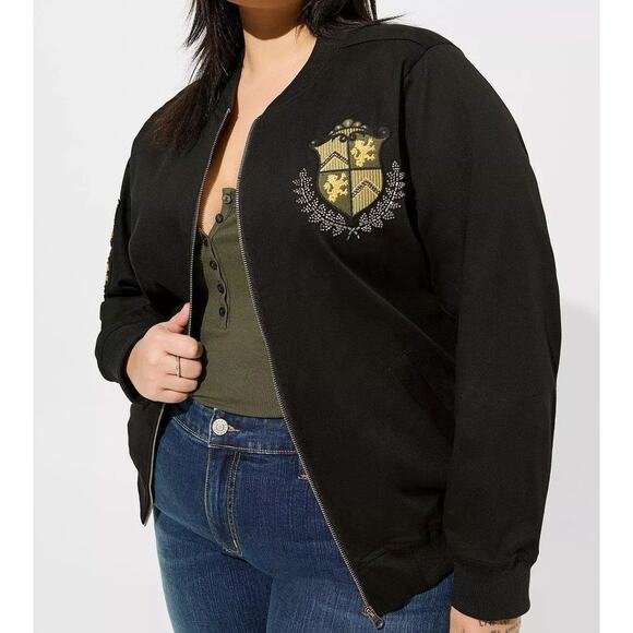 2X | 18/20 | Beaded Embellished Stretch Twill Zip-up Bomber Jacket | NWT - Picture 6 of 7